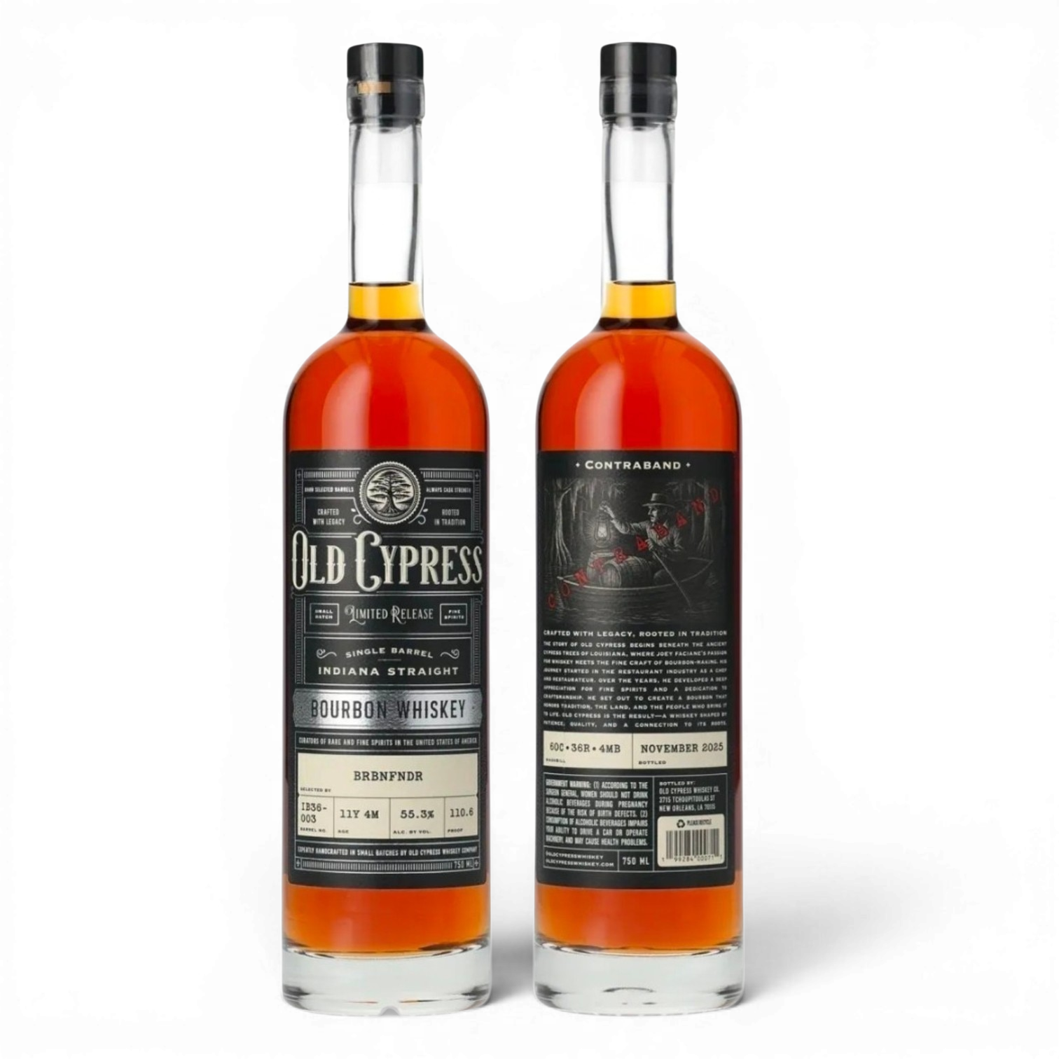 Old Cypress "Contraband" 11yr 4mo Indiana Bourbon, BRBNFNDR Single Barrel Selection